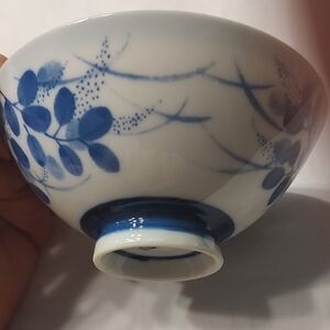 Blue and White Floral Ceramic Bowl